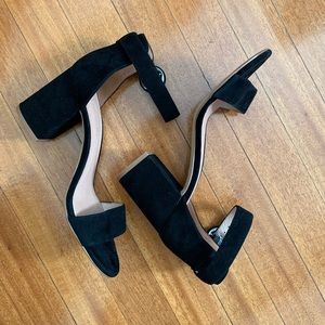 Madewell black timeless suede sandal with heel